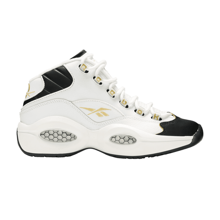 Reebok Question Mid J 'Black Toe' White/Black/Gold Metallic