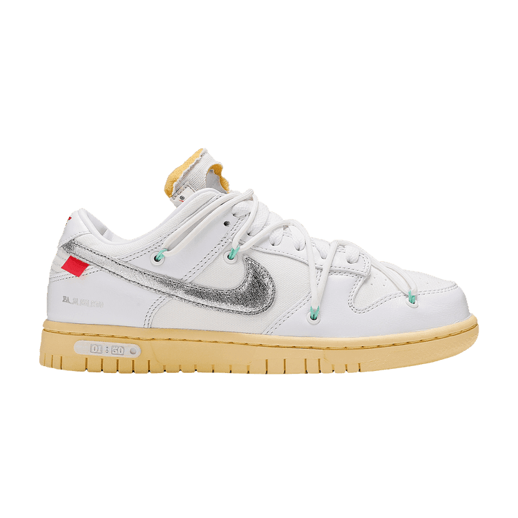 Off-White x Nike Dunk Low 'Lot 01 of 50' White/Metallic Silver/Butter
