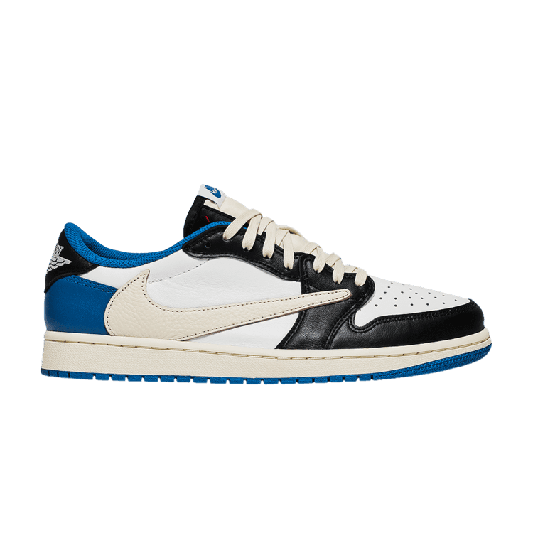 Fragment Design x Travis Scott x Air Jordan 1 Retro Low Sail/Military Blue/Black