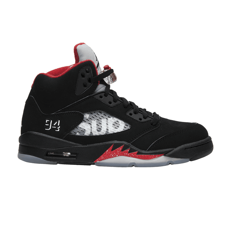Supreme x Air Jordan 5 Retro 'Black' Black/Fire Red