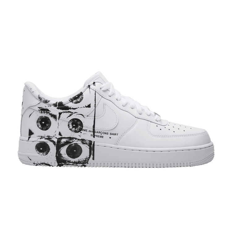 Supreme x Comme des Garçons SHIRT x Nike Air Force 1 Low 'Eyes' White/White/White