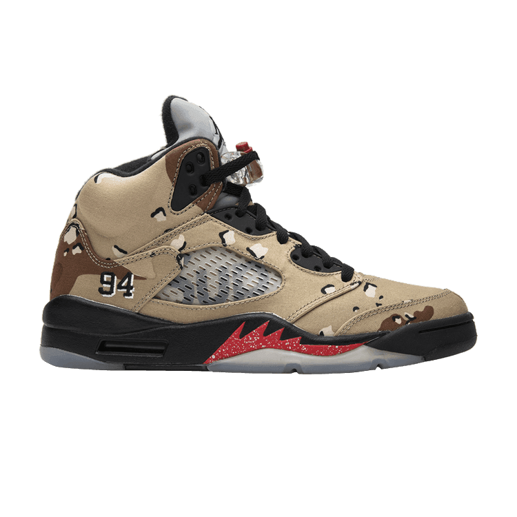 Supreme x Air Jordan 5 Retro 'Desert Camo' Chips Camo/Black-Fire Red
