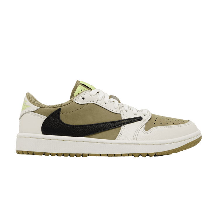 Travis Scott x Air Jordan 1 Low Golf 'Neutral Olive' Neutral Olive/Black/Sail/Light Lemon Twist/Baroque Brown/White
