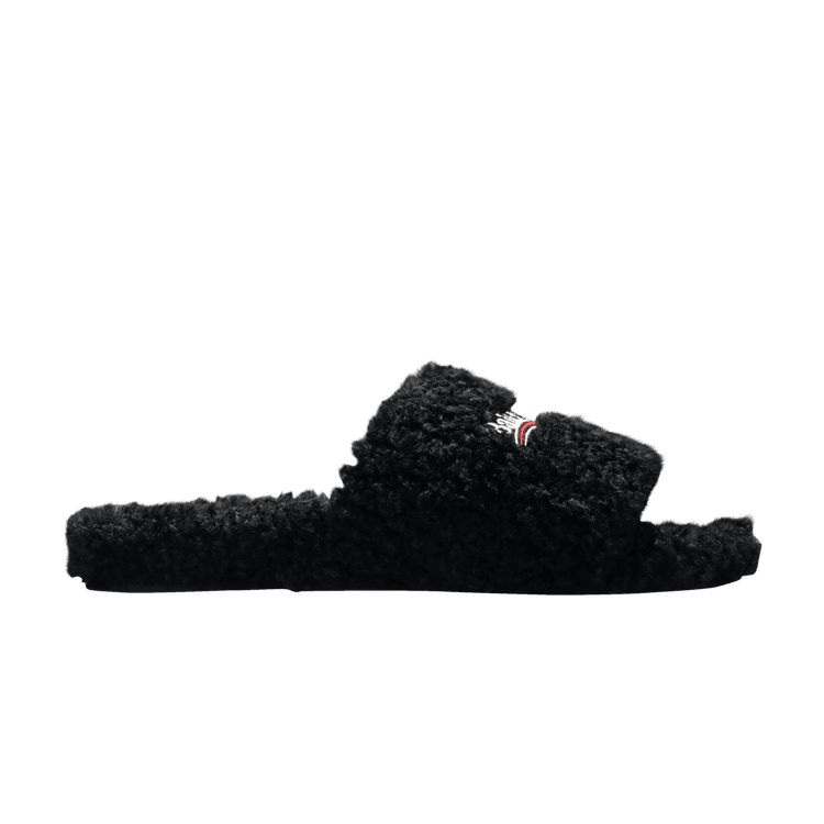 Balenciaga Furry Slides 'Black' Black/White
