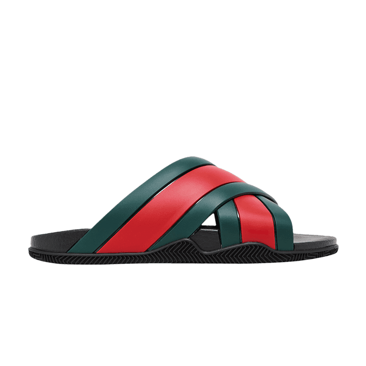 Gucci Wmns Slide Web Stripe 'Black' Black/Green/Red