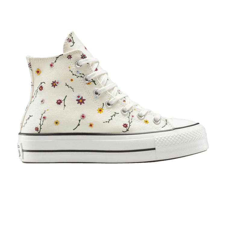 Converse Wmns Chuck Taylor All Star Lift Platform High 'Embroidered Blooms' Egret/Vintage White/Black