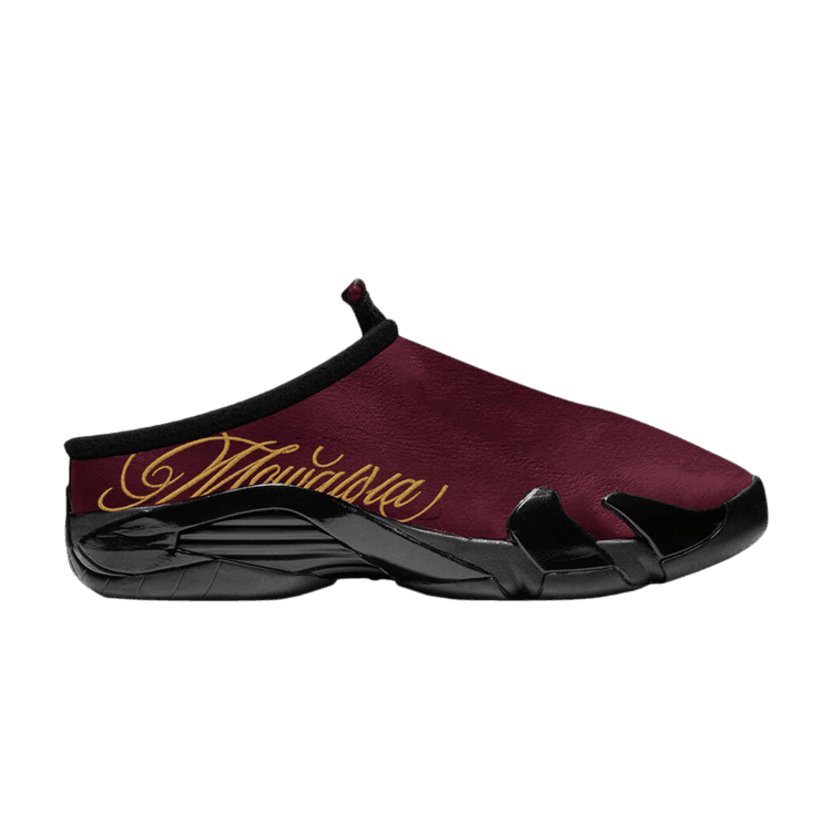 Mowalola x Air Jordan 14 Retro Mule 'Burnt Red' Black/Metallic Silver-Burnt Red