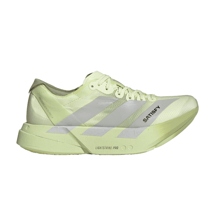 SATISFY x adidas Adizero Adios Pro 4 'Tent Green' Tent Green/Matte Silver/Magic Lime